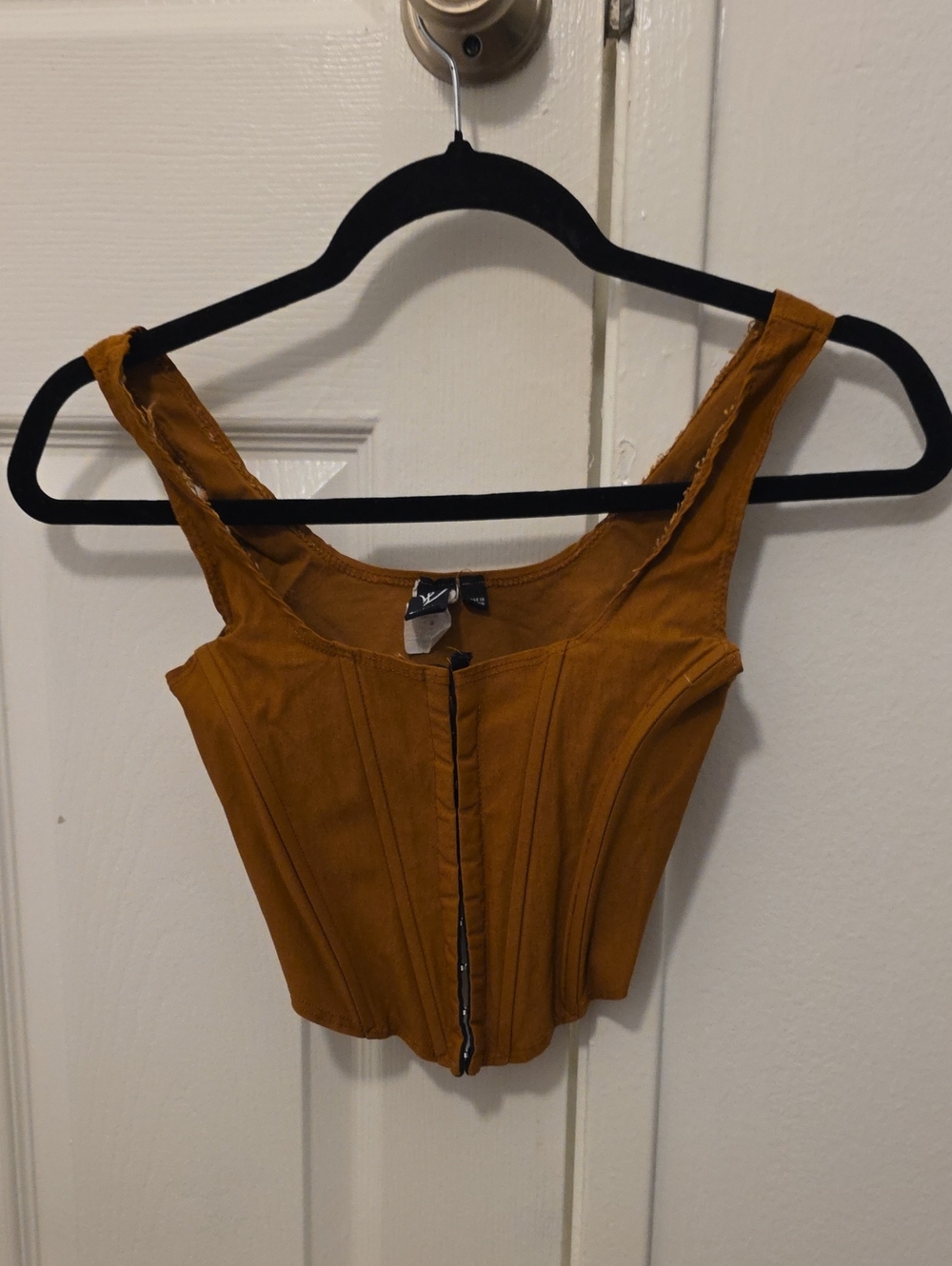 Windsor Mustard Corset Crop Top with Front Hooks